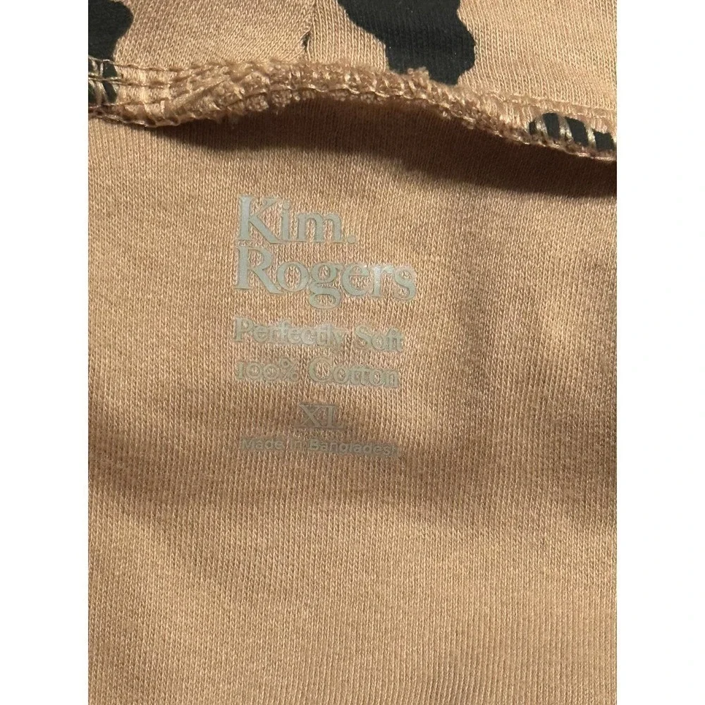 Kim Rogers Tan Leopard Print Mock Long Sleeve Shirt - Picture 4 of 4